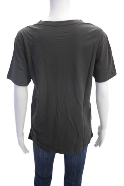 Chaser Womens Short Sleeves Pullover Tee Shirt Gray Cotton Size Large