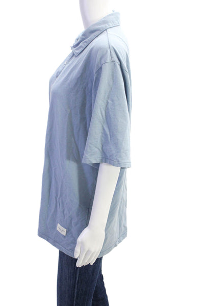 Rag & Bone Womens Cotton Collared Short Sleeve Pullover Polo Shirt Blue Size XL