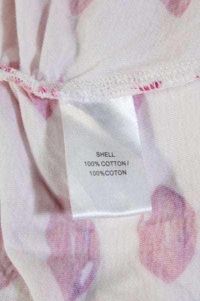 Pam & Gela Womens Cotton Crew Neck Short Sleeve Lip Print T-Shirt White Size L