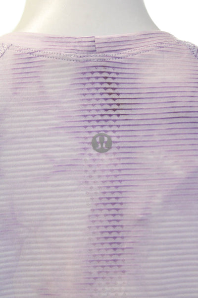 Lululemon Womens Crew Neck Short Sleeve Tie Dye Casual Top Purple Size M