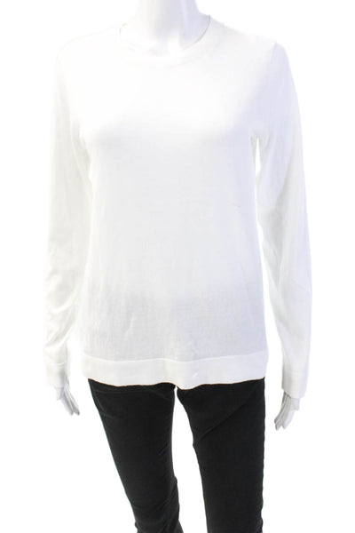 J Crew Teddie Womens Round Neck Long Sleeve Pullover Sweater Top White Size S