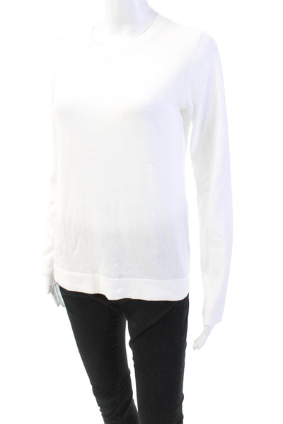 J Crew Teddie Womens Round Neck Long Sleeve Pullover Sweater Top White Size S