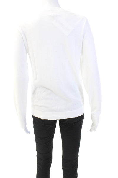 J Crew Teddie Womens Round Neck Long Sleeve Pullover Sweater Top White Size S