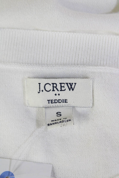 J Crew Teddie Womens Round Neck Long Sleeve Pullover Sweater Top White Size S