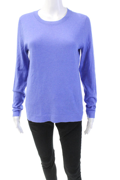 J Crew Teddie Womens Round Neck Long Sleeve Pullover Sweater Top Blue Size S