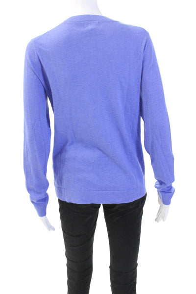 J Crew Teddie Womens Round Neck Long Sleeve Pullover Sweater Top Blue Size S