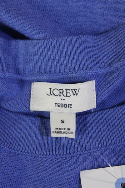 J Crew Teddie Womens Round Neck Long Sleeve Pullover Sweater Top Blue Size S