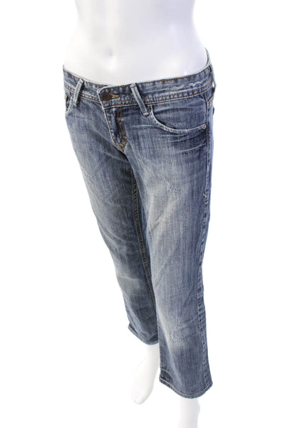 AX Armani Exchange Womens Cotton Denim Low-Rise Bootcut Jeans Blue Size 4