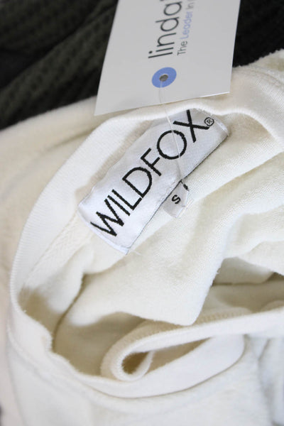 Wildfox Womens Pullover Long Sleeve V Neck Boxy Sweater White Size Small