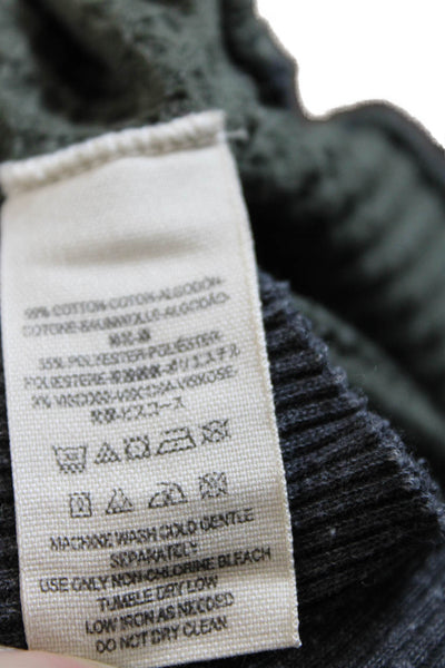 Free People Womens Long Sleeve Scoop Neck Waffle Knit Sweater Gray Green Medium