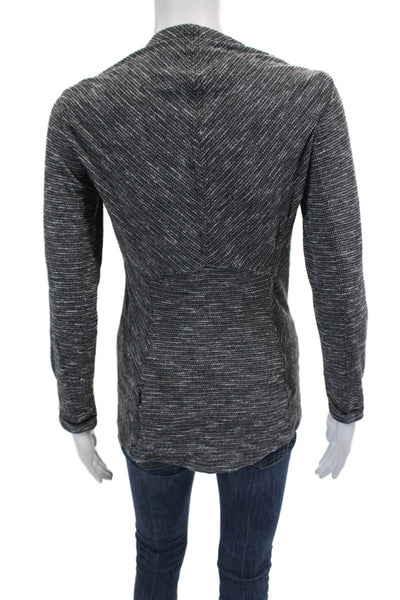 Lululemon Womens Long Sleeve Scoop Neck Knit Shirt Gray White Size 6