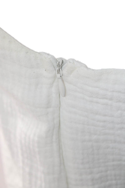 Suncoo Womens Open Knit Strap V Neck Knit Boxy Top White Cotton Size 1