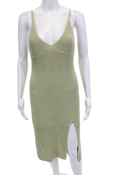 Wilfred Womens Sleeveless V Neck Open Knit Side Slit Dress Green Medium