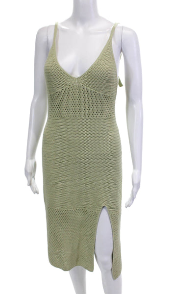 Wilfred Womens Sleeveless V Neck Open Knit Side Slit Dress Green Medium