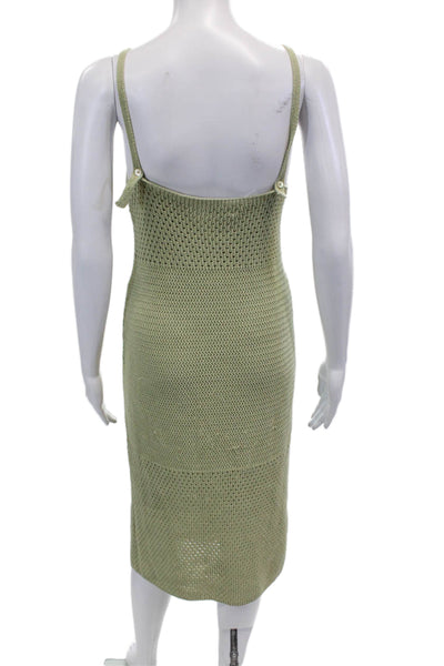 Wilfred Womens Sleeveless V Neck Open Knit Side Slit Dress Green Medium
