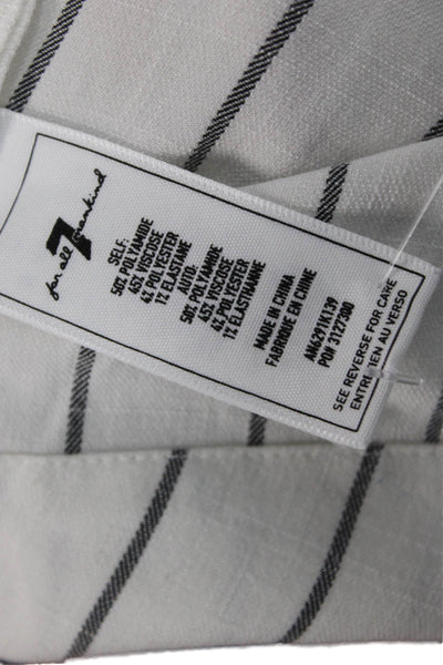 7 For All Mankind Womens Zipper Fly Belted Striped Shorts White Gray Size Medium