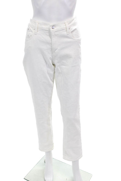J Crew Womens Zipper Fly High Rise Slim Broken In Boyfriend Jeans White Size 30