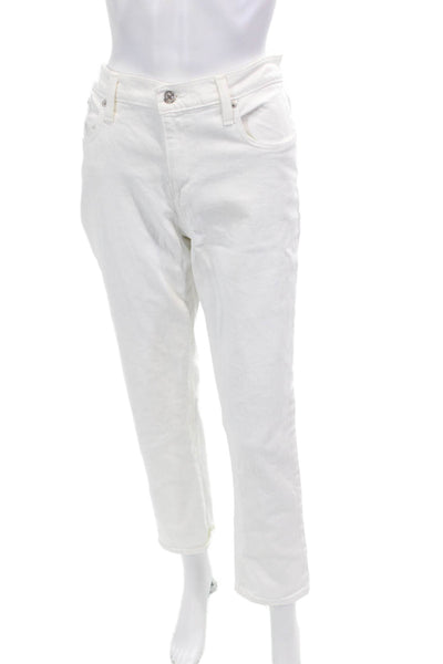 J Crew Womens Zipper Fly High Rise Slim Broken In Boyfriend Jeans White Size 30
