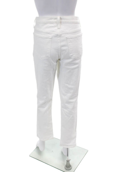 J Crew Womens Zipper Fly High Rise Slim Broken In Boyfriend Jeans White Size 30