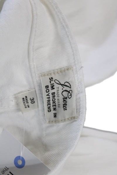 J Crew Womens Zipper Fly High Rise Slim Broken In Boyfriend Jeans White Size 30