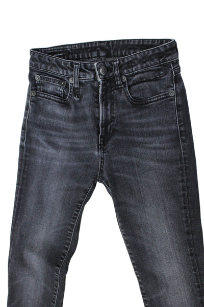 R13 Womens Mid Rise Slim Skinny Bootcut Jeans Wash Black Size 24