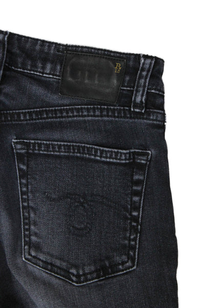 R13 Womens Mid Rise Slim Skinny Bootcut Jeans Wash Black Size 24