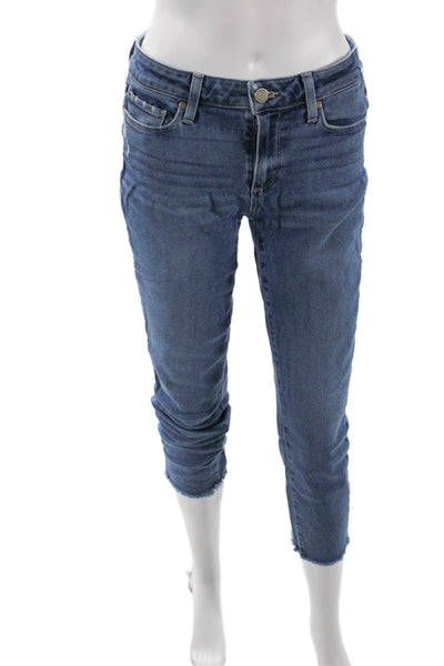 Paige Womens Cotton Kylie Crop Skinny Fit Zip Fly Denim Jeans Blue Size 27