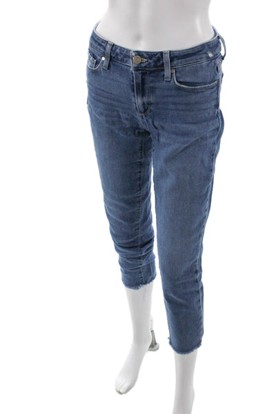 Paige Womens Cotton Kylie Crop Skinny Fit Zip Fly Denim Jeans Blue Size 27