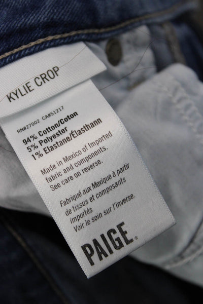 Paige Womens Cotton Kylie Crop Skinny Fit Zip Fly Denim Jeans Blue Size 27