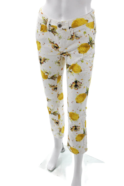 Pilcro and the Letterpress Anthropologie Womens Floral Jeans White Size 25