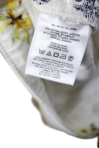 Pilcro and the Letterpress Anthropologie Womens Floral Jeans White Size 25