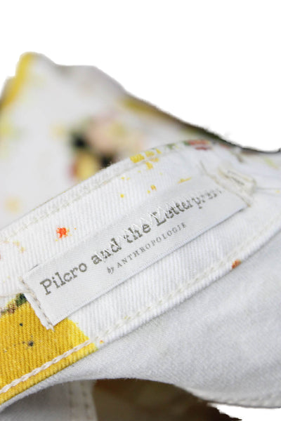 Pilcro and the Letterpress Anthropologie Womens Floral Jeans White Size 25