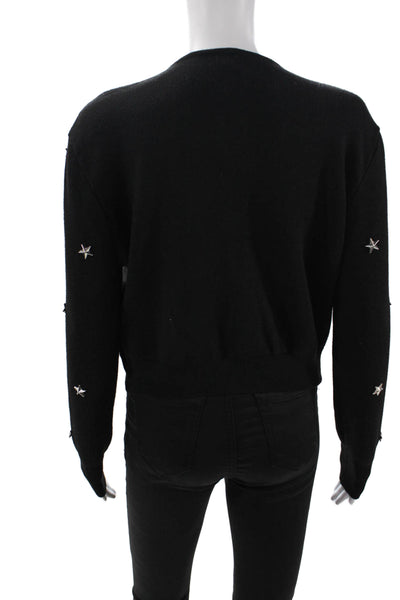 Badgley Mischka Sport Womens Geometric Full Zip Cropped Sweater Black Size M/L