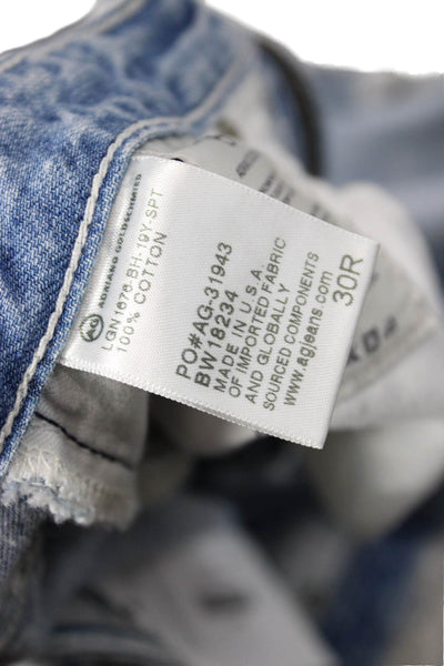 AG Adriano Goldschmied Womens Cotton Striped Light Wash Jeans Blue Size 30