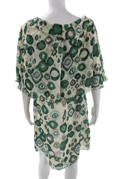 Hanii Y Womens Silk Geometric Print Sleeveless Mini Dress Beige Size 44