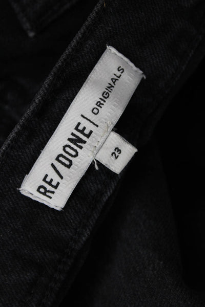 Re/Done Womens High Rise Button Up Raw Hem Jeans Black Cotton Size 23