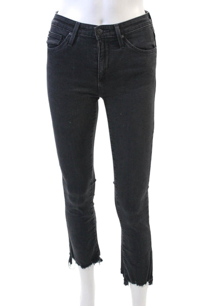 AG Adriano Goldschmied Womens The Jodi Crop Flare Leg Jeans Black Size 23