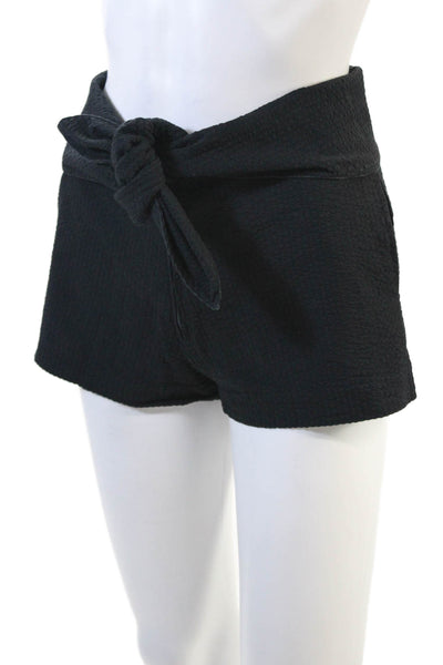 Mara Hoffman Womens High Rise Tie Waist Shorts Black Cotton Size Small