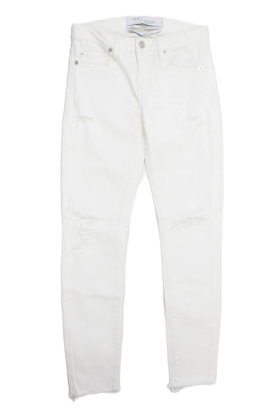 IRO Womens Low Rise Zip Up Experience Skinny Leg Jeans White Cotton Size 24