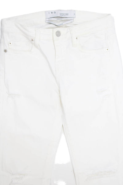IRO Womens Low Rise Zip Up Experience Skinny Leg Jeans White Cotton Size 24