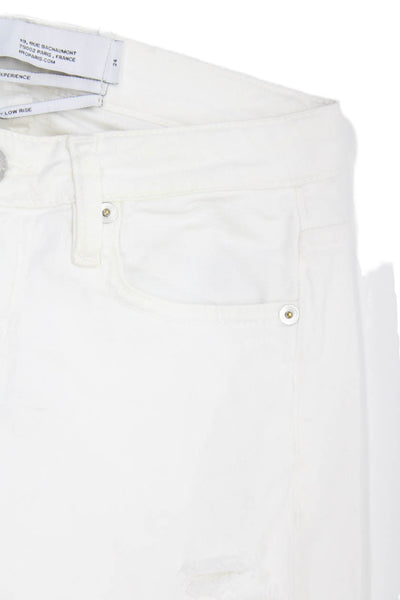 IRO Womens Low Rise Zip Up Experience Skinny Leg Jeans White Cotton Size 24