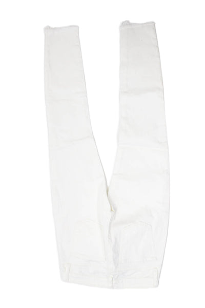IRO Womens Low Rise Zip Up Experience Skinny Leg Jeans White Cotton Size 24