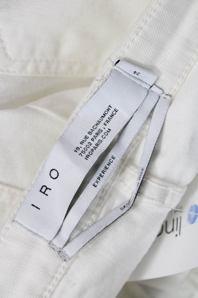 IRO Womens Low Rise Zip Up Experience Skinny Leg Jeans White Cotton Size 24