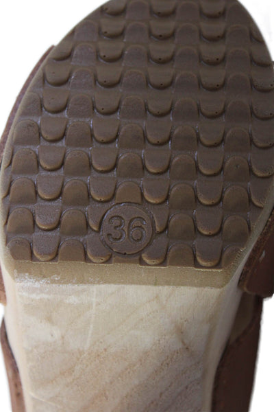 Bosado Womens Leather Cross Strap Slide On Sandal Heels Brown Size 36 6