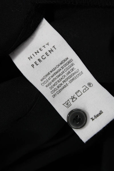 Ninety Percent Womens Short Sleeve Tie Waist Button Down Dress Black Size XS