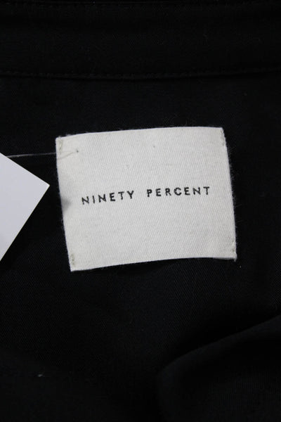 Ninety Percent Womens Short Sleeve Tie Waist Button Down Dress Black Size XS