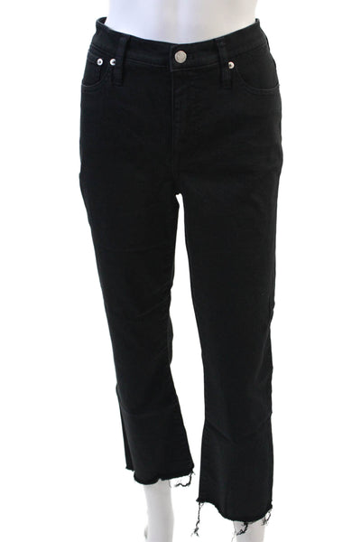 J Crew Womens Cotton Raw Hem Mid Rise Bootcut Jeans Black Size 28