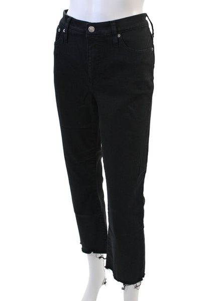J Crew Womens Cotton Raw Hem Mid Rise Bootcut Jeans Black Size 28