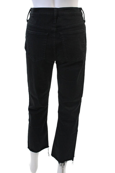 J Crew Womens Cotton Raw Hem Mid Rise Bootcut Jeans Black Size 28
