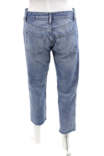 Frame Womens Cotton Le Slouch Straight Leg Button Fly Denim Jeans Blue Size 24